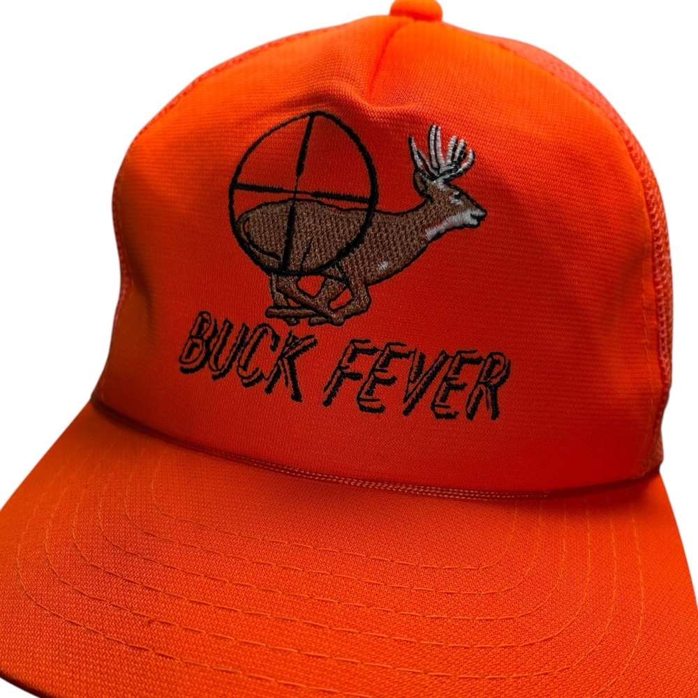 Vintage Buck Fever Hunting Hat | Blaze Orange Deer Snapback Trucker Cap‎ USA - Picture 7 of 11